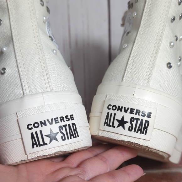 Converse Chuck Taylor All Star Lift Platform Y2K Gems Pearls 8 High Top Egret - Picture 9 of 16